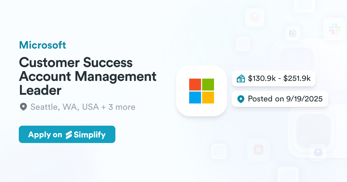 Customer Success Account Management Leader Microsoft Simplify Jobs